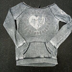 Affliction Heart Lightning Bold Long Sleeve T Shirt Black Premium Women's Medium